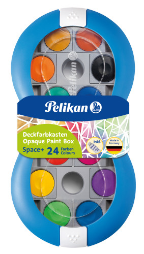 Pelikan Farbkasten Space+® inkl. Deckweiß, Blau, 24 Farben.