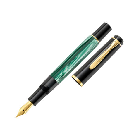 Pelikan Kolbenfüller Classic M200 mit vergoldeter Feder, Grün-Marmoriert, Feder M