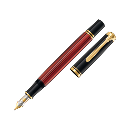 Pelikan Kolbenfüller Souverän® M400 Black-Rot Federbreite M in Faltschachtel